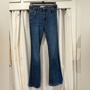 Zara Dark Wash Fit Flare Jeans